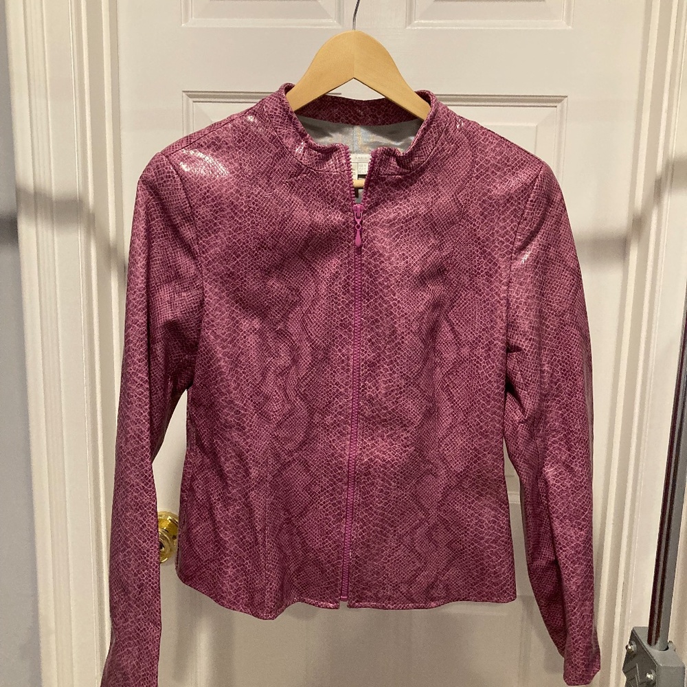 Pink snake print Zara jacket.  Faux leather. Size M.  Perfect for Spring!